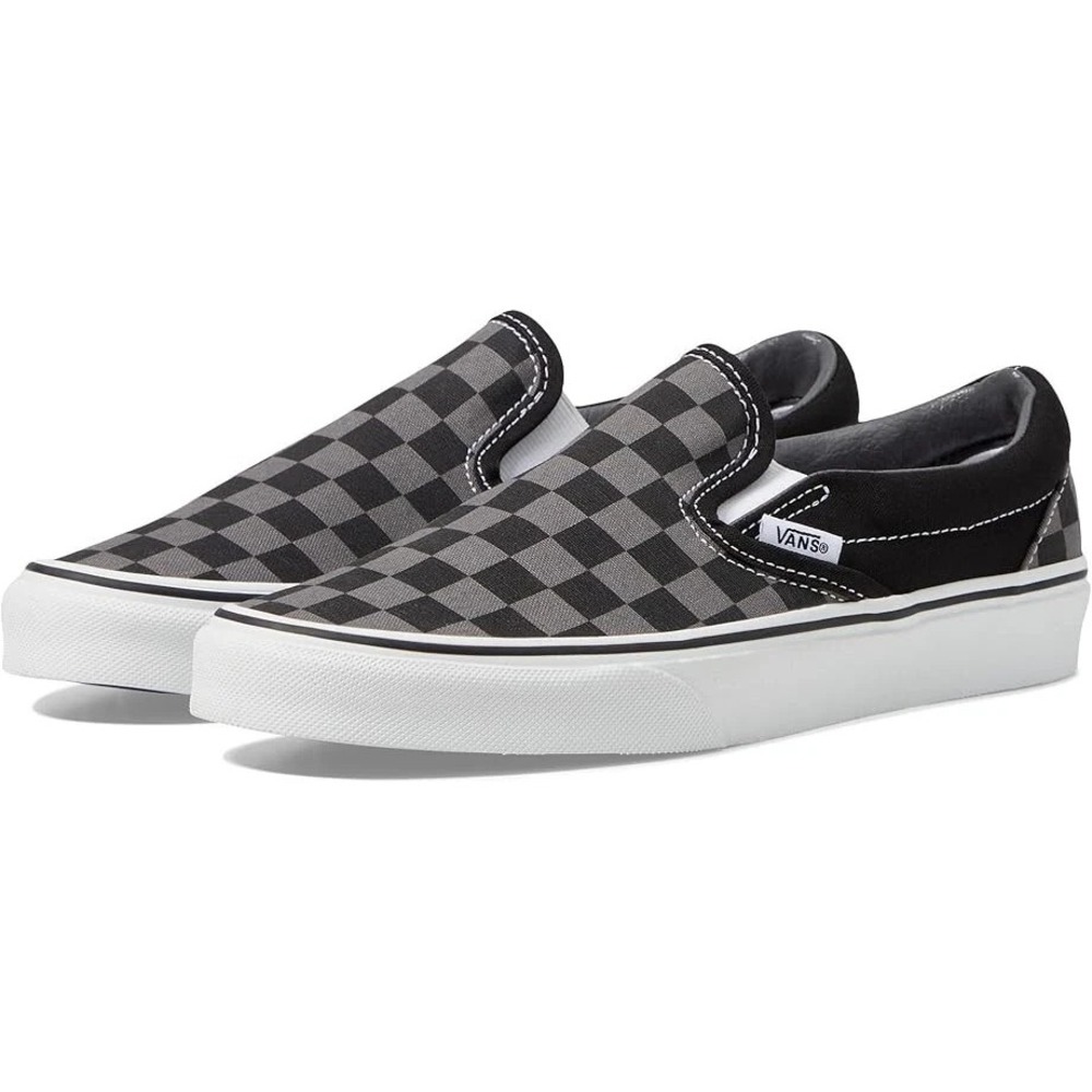 New Vans Classic Slip-On Canvas Sneakers Black Pewter Checkerboard 13